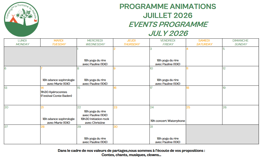 animations juillet 2026